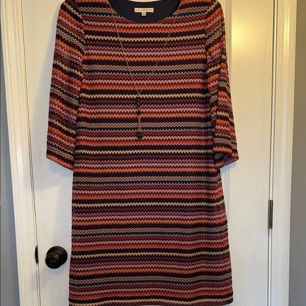 Sandra Darren Multicolored Long Bell Sleeve Dress